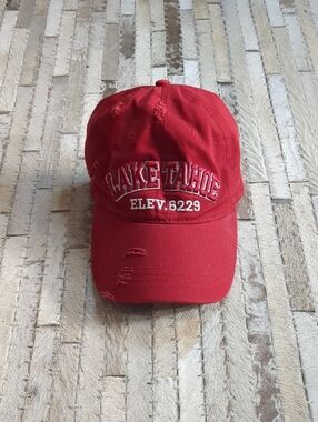 Lake Tahoe Women's Distressed Red Dad Hat